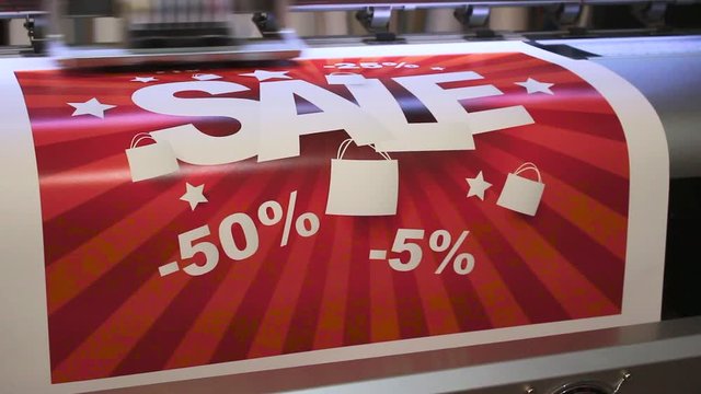Sale image printing on wide format solvent plotter.
