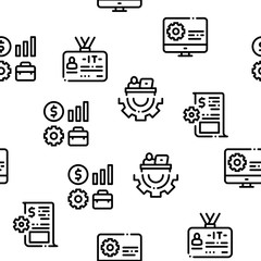 It Manager Developer Seamless Pattern Vector Thin Line. Illustrations