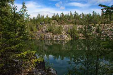 Lake Montferrand. Ruskeala Mountain Park. Karelia