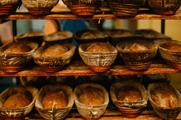 Baking bread. Top view.