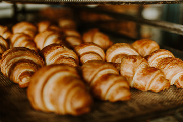 Baking croissant cookies.