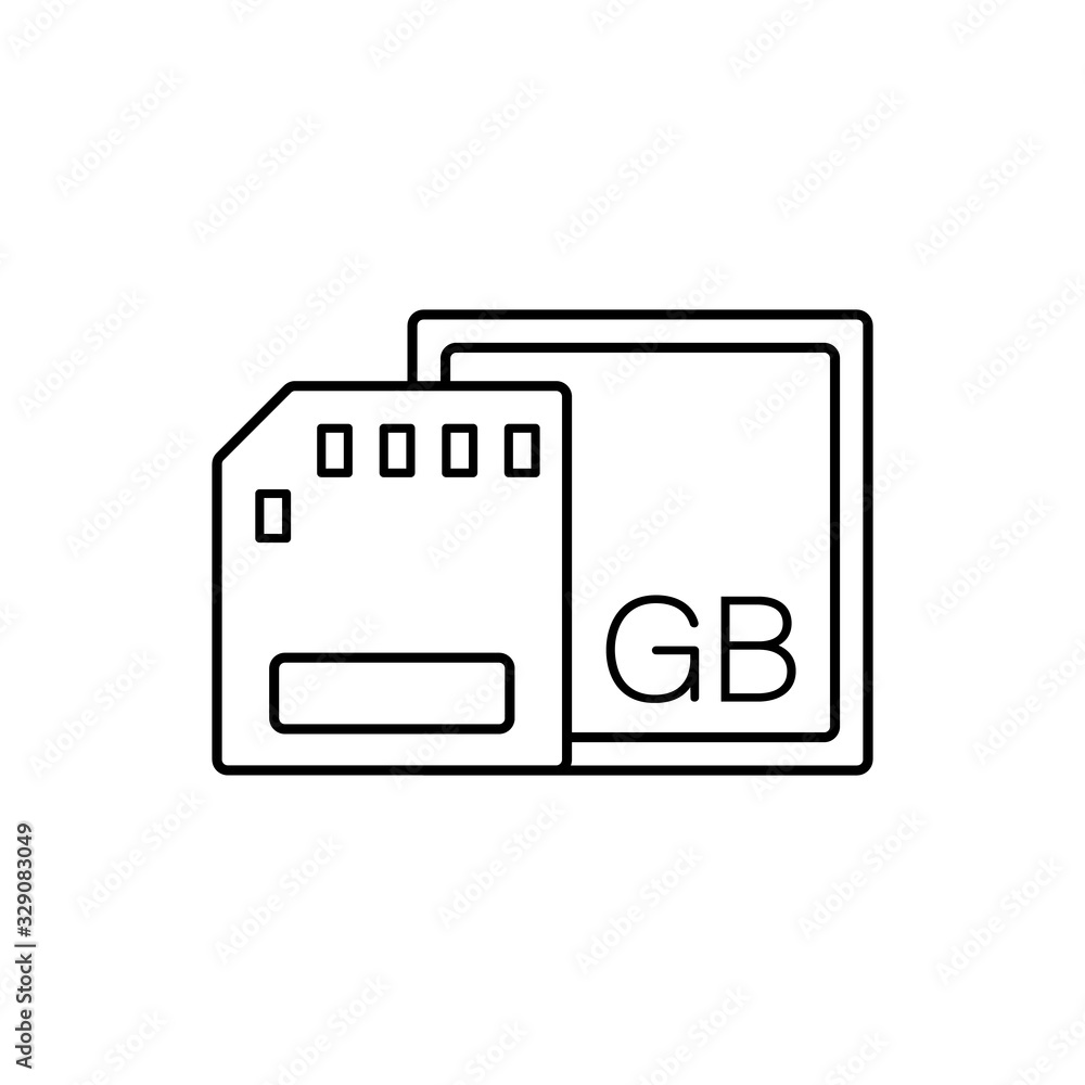 Poster sd memory card icon. simple line, outline vector elements of shooting equipment for ui and ux, websi