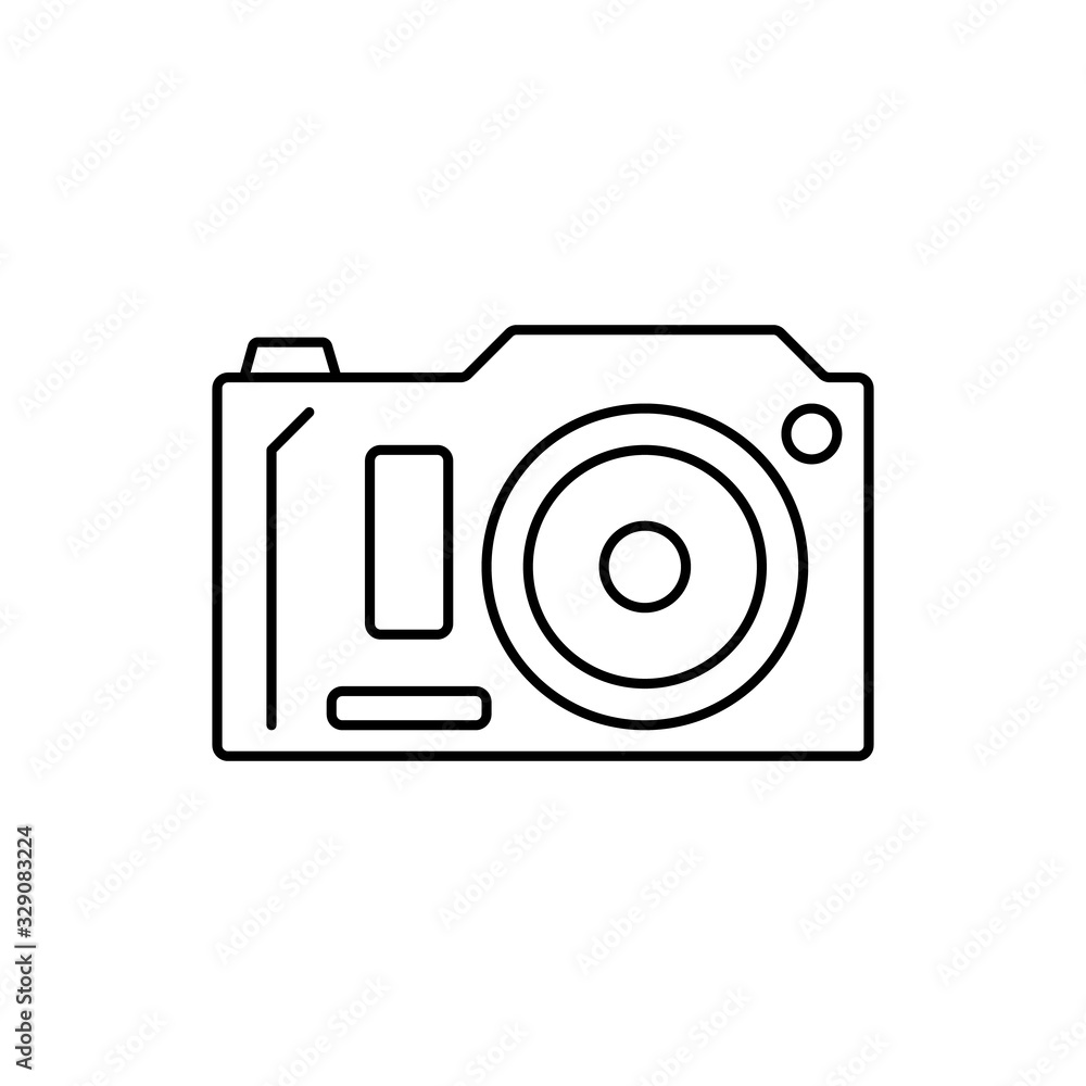 Poster camera front device icon. simple line, outline vector elements of shooting equipment for ui and ux, 