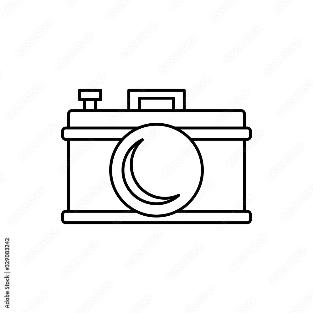Poster camera front device icon. simple line, outline vector elements of shooting equipment for ui and ux, 