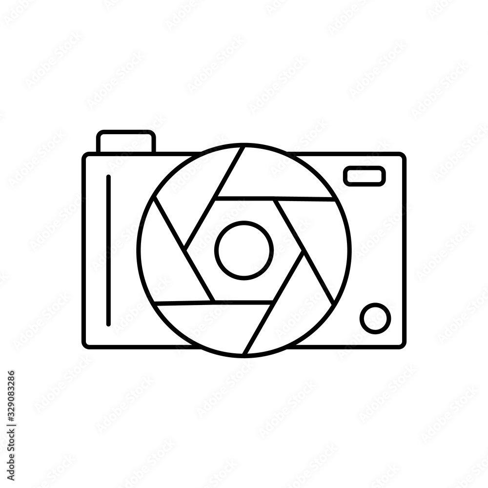 Poster camera front device icon. simple line, outline vector elements of shooting equipment for ui and ux, 