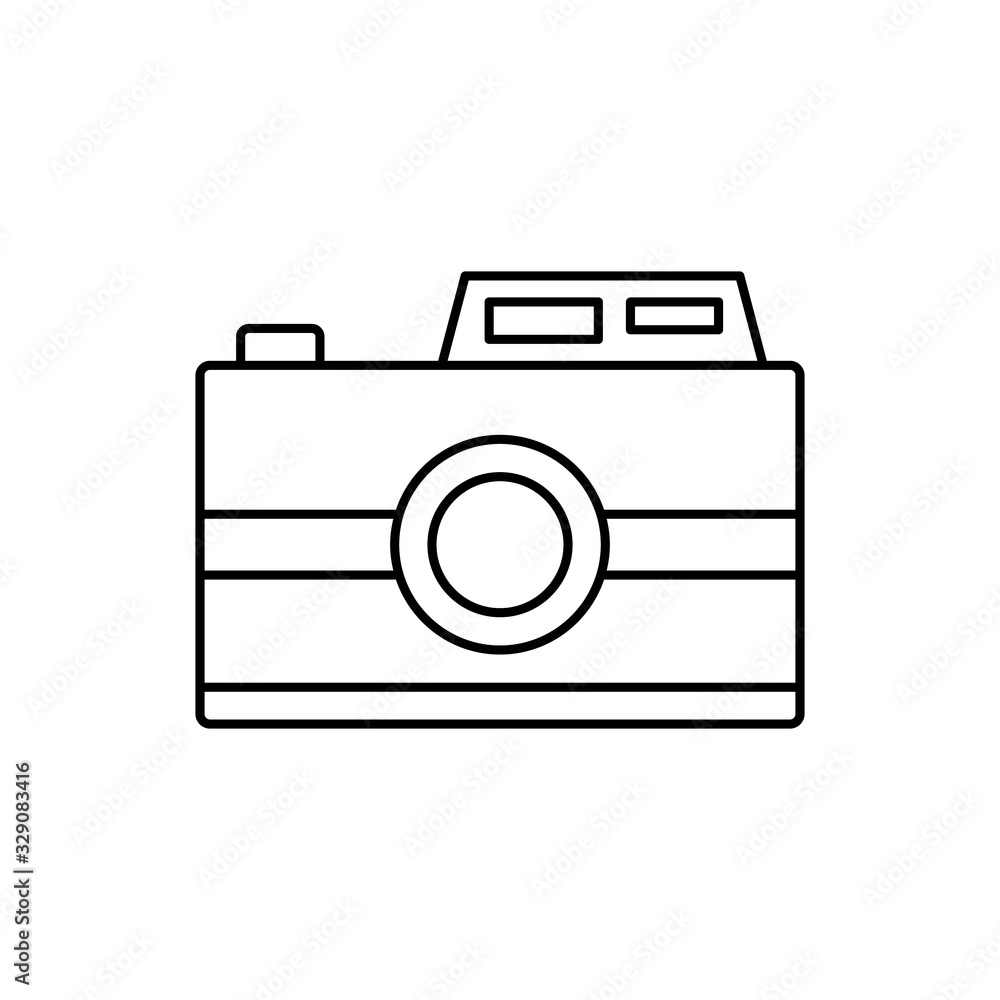 Poster camera front device icon. simple line, outline vector elements of shooting equipment for ui and ux, 