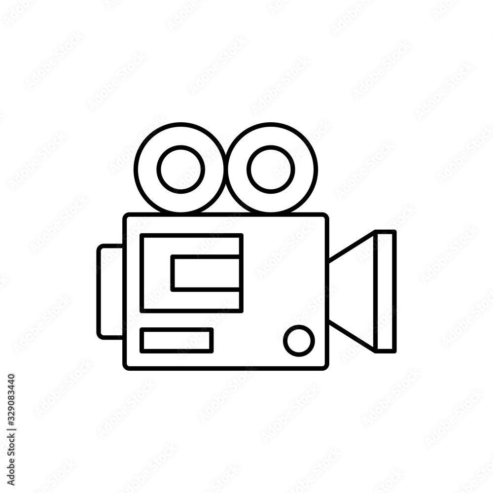 Poster video camera front device icon. simple line, outline vector elements of shooting equipment for ui an