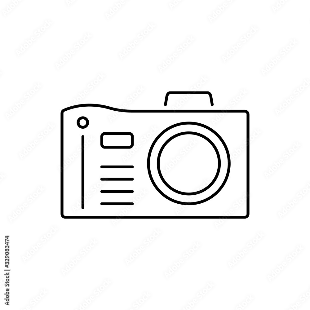 Poster camera front device icon. simple line, outline vector elements of shooting equipment for ui and ux, 