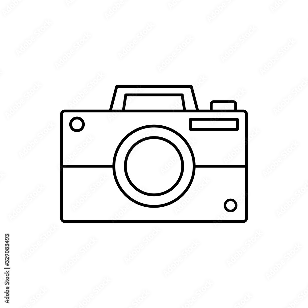 Poster camera front device icon. simple line, outline vector elements of shooting equipment for ui and ux, 