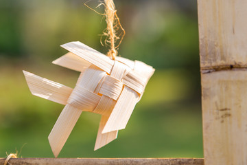 Handmade bamboo fish mobile, craft made of natural material, traditional Thai style decorate object