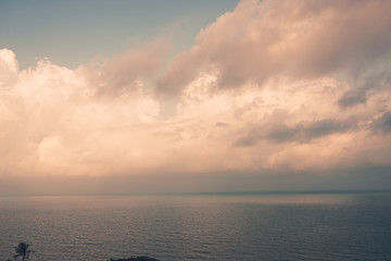 Beautiful sunset with sea view and with pool. Luxurious and rich life on the island. Tropics and exotic. Romantic look