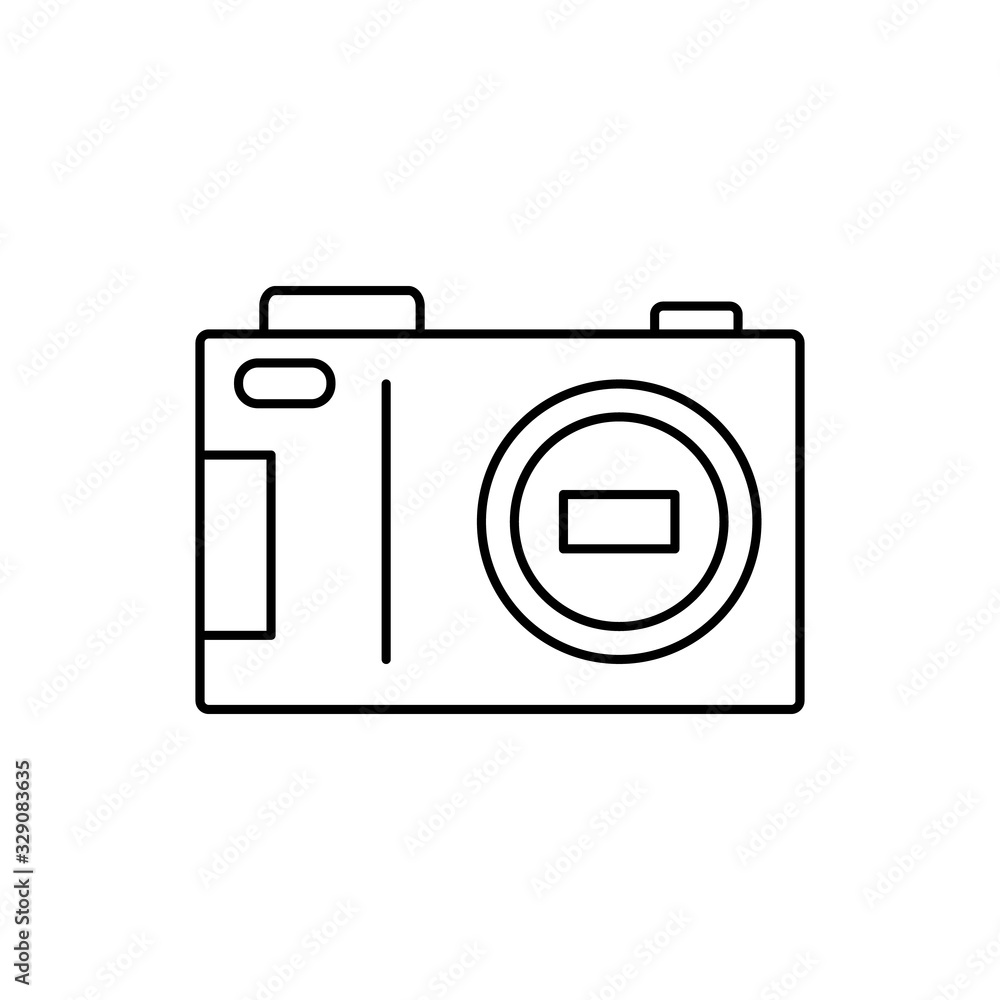 Poster camera front device icon. simple line, outline vector elements of shooting equipment for ui and ux, 