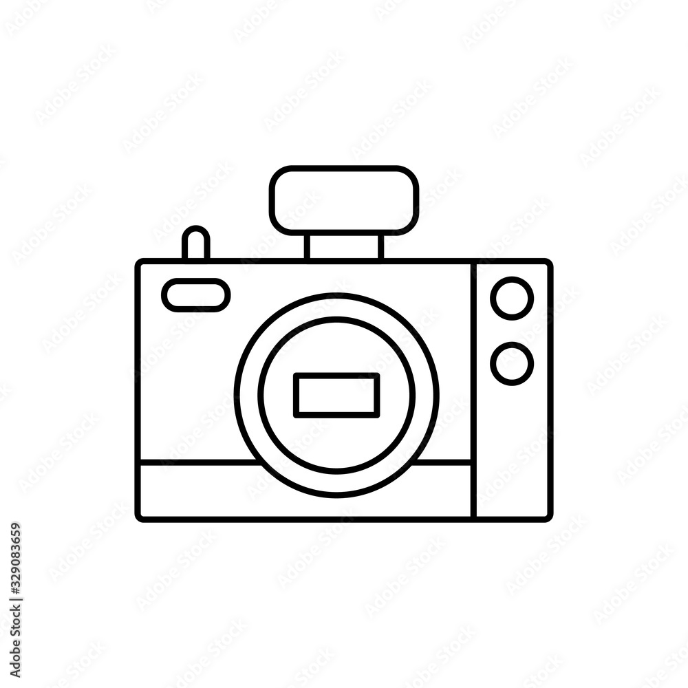 Poster camera front device icon. simple line, outline vector elements of shooting equipment for ui and ux, 