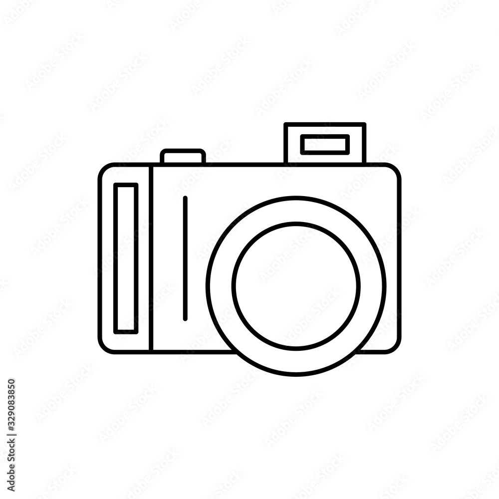 Poster camera front device icon. simple line, outline vector elements of shooting equipment for ui and ux, 