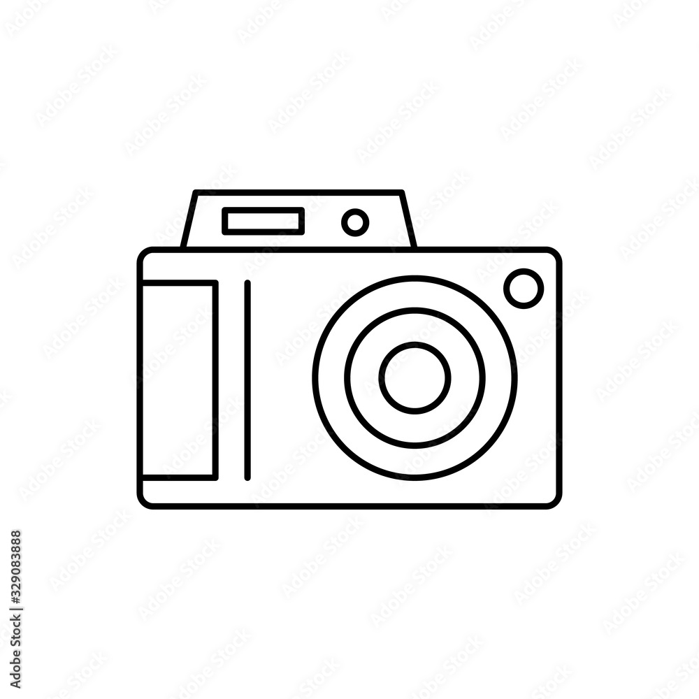 Poster camera front device icon. simple line, outline vector elements of shooting equipment for ui and ux, 
