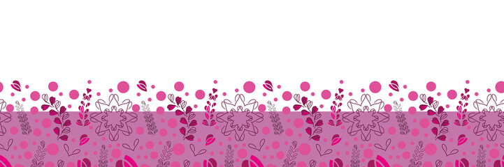 Lavender Flowers Border-Love in Parise. Abstract Modern Lavender flowers seamless repeat pattern border in pink and Purple colors .Surface pattern Design, Perfect for Fabric, Scrapbook, wallpaper.