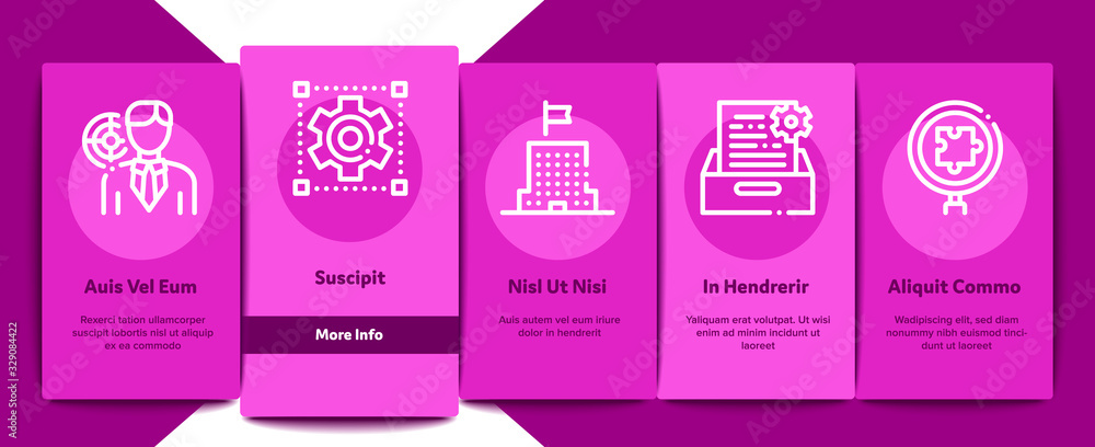 Poster strategy manager job onboarding mobile app page screen vector. contract signing and customer databas