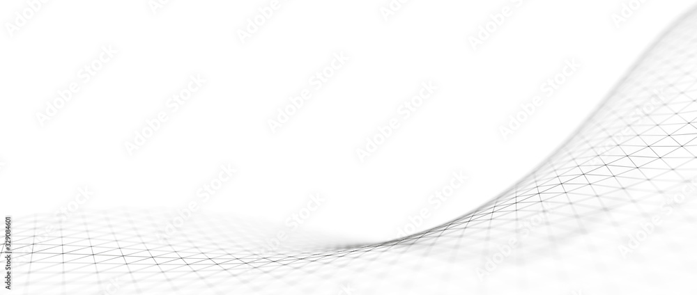 Poster Abstract digital background. Network connection structure. Big data. Futuristic abstract wave. 3D rendering.