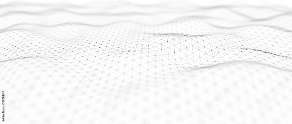 Poster Abstract digital background. Network connection structure. Big data. Futuristic abstract wave. 3D rendering.