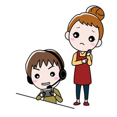 ゲームをする男の子と心配する母親