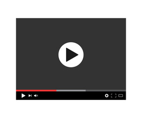 Modern digital video player. Screen media player with navigation panel. Black mockup player and video frame for web, social web and mobile apps. Window online hd stream. Load movie or film. Vector