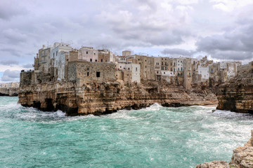 Overview of the coast of Polignano a Mare, Puglia, Italy