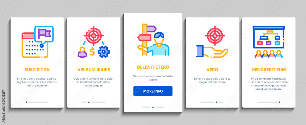 Poster strategy manager job onboarding mobile app page screen vector. contract signing and customer databas