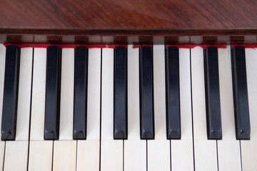 Piano keys background. Selective focus