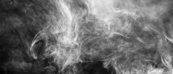 Papier Peint photo Fumée Bannière de fumée blanche sur fond noir