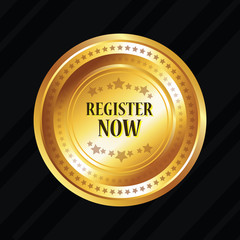 Register Now Glossy Shiny Circular Vector Button