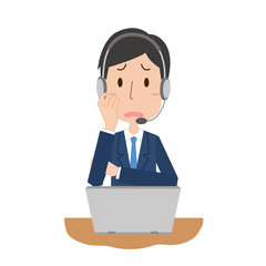 コールセンター　テレアポ　問い合わせ　男性　悩む　困る