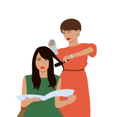 美容室でヘアケアする女性_顔あり