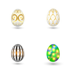 Set of Easter eggs with a pattern on a white background. Vector illustration.