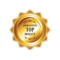 Vector Guaranteed Top Quality Gold Sign, Round Label