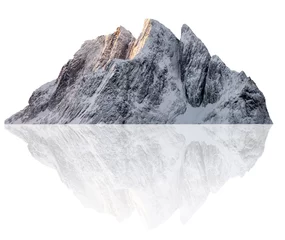 Gordijnen Snowy Segla peak mountain illustration in winter © Mumemories