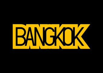 Bangkok text with black and yellow typography design elements