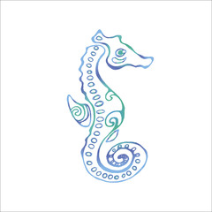 Color illustration of a sea animal. Sea Horse.