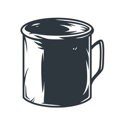Tin metal mug for camping and travel
