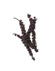 Black pepper isolated on white background.top view