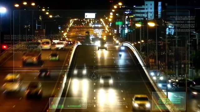 The rush hour traffic during the bridge crossing is crowded with many cars in evening