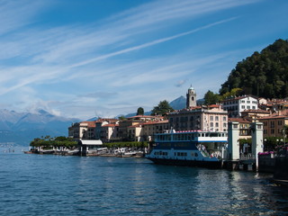 Obraz premium panoramic view of the lake, Alps and Bellagio city, Como lake, Lombardy, Italy