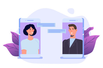 Business conversation on phone concept. Vector illustration.