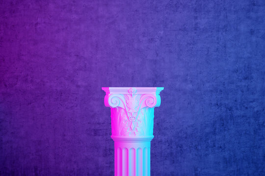 top of an antique column ere concrete wall