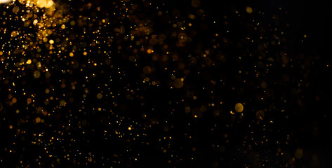 Abstract gold bokeh defocus by neon lights blur background.. - obrazy, fototapety, plakaty
