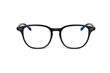 Front view plastic beautiful Fashion black color glasses on white background