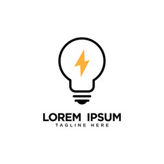light bulb line logo design energy, concept idea of ​​electric power