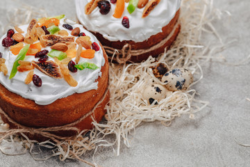 Easter pastries and eggs. Easter celebration concept.