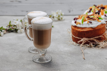 Easter baking, coffee. Easter celebration concept.