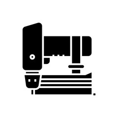 Working drill black icon, concept illustration, vector flat symbol, glyph sign.