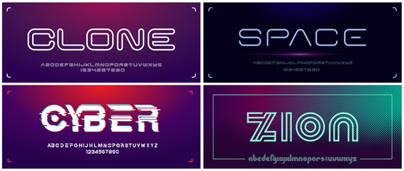 Set of futuristic display fonts for headlines and logos